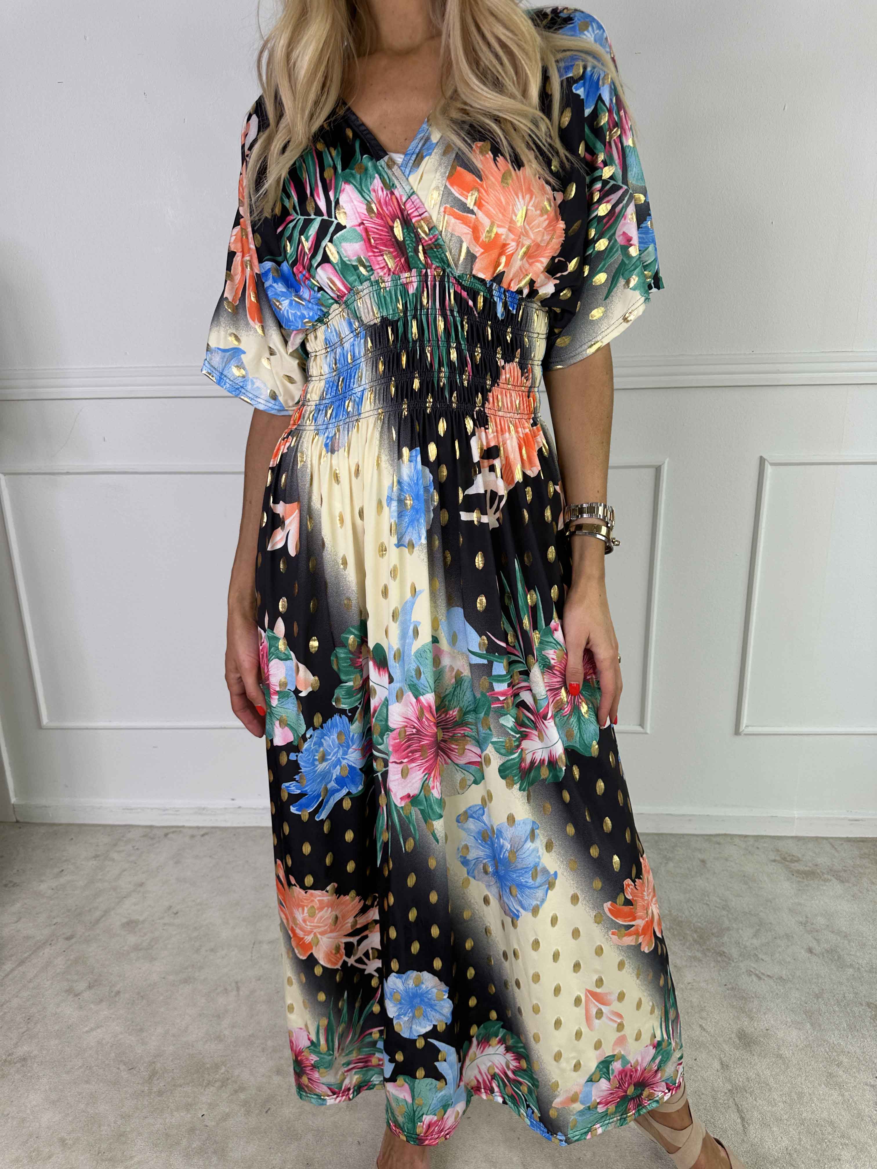 Pams Hawaii - Lång klänning i stretchtyg med blommönster